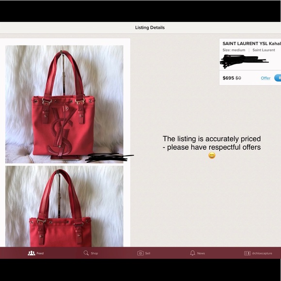 Saint Laurent Kahala Red Canvas Tote Vintage - Picture 8 of 8